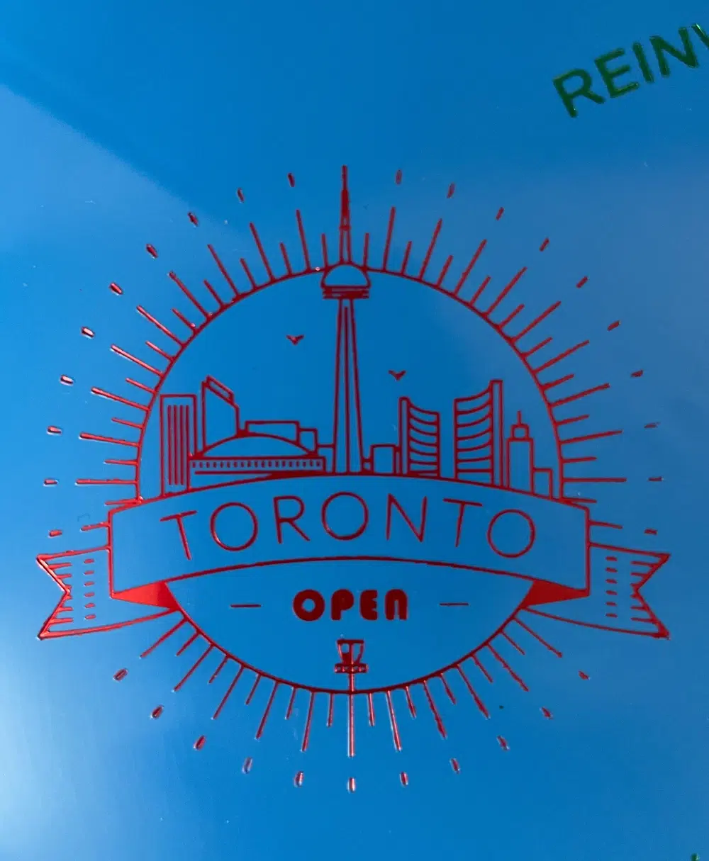 red toronto open stamp on blue s line fd