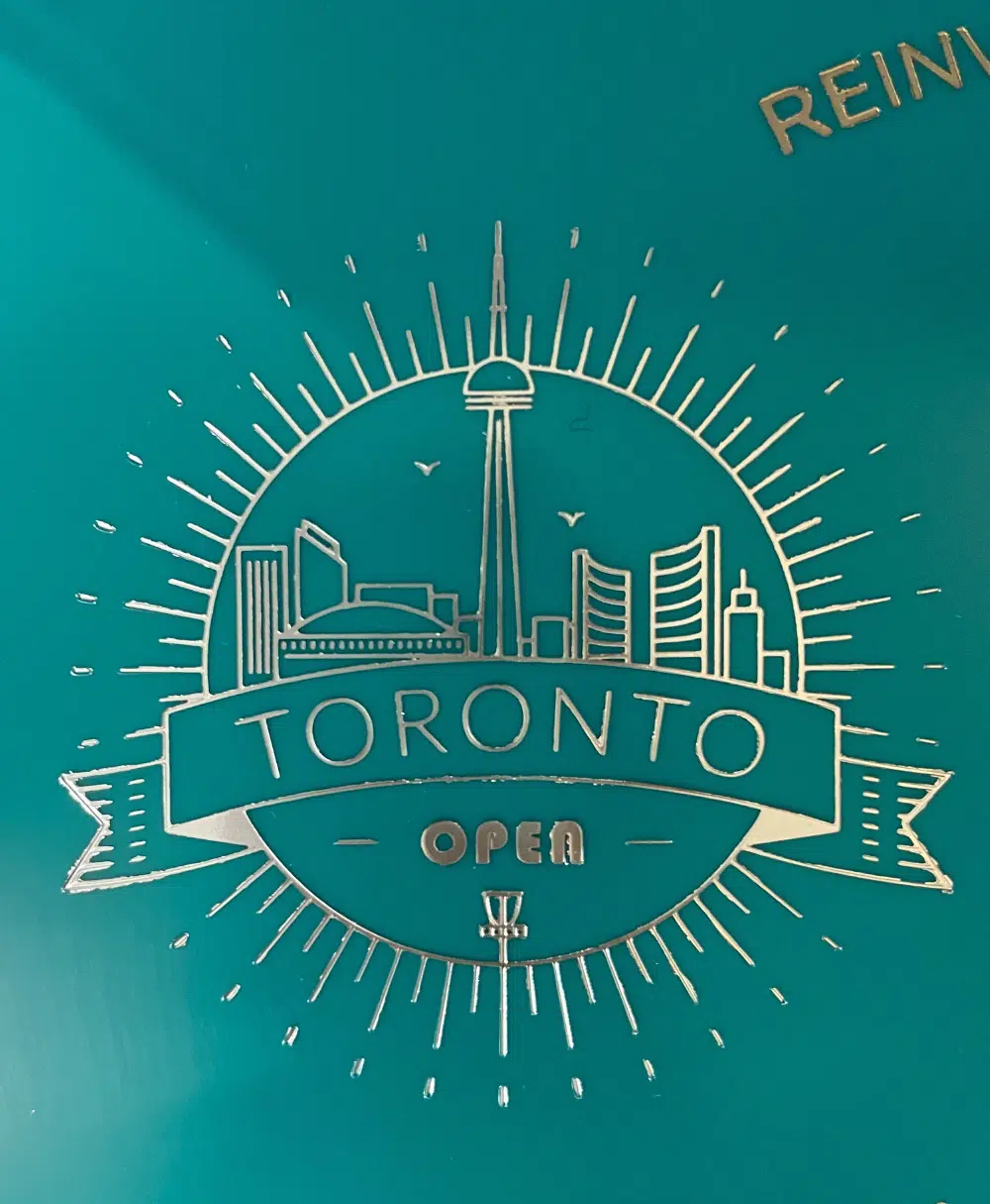 silver toronto open stamp on a teal s line fd