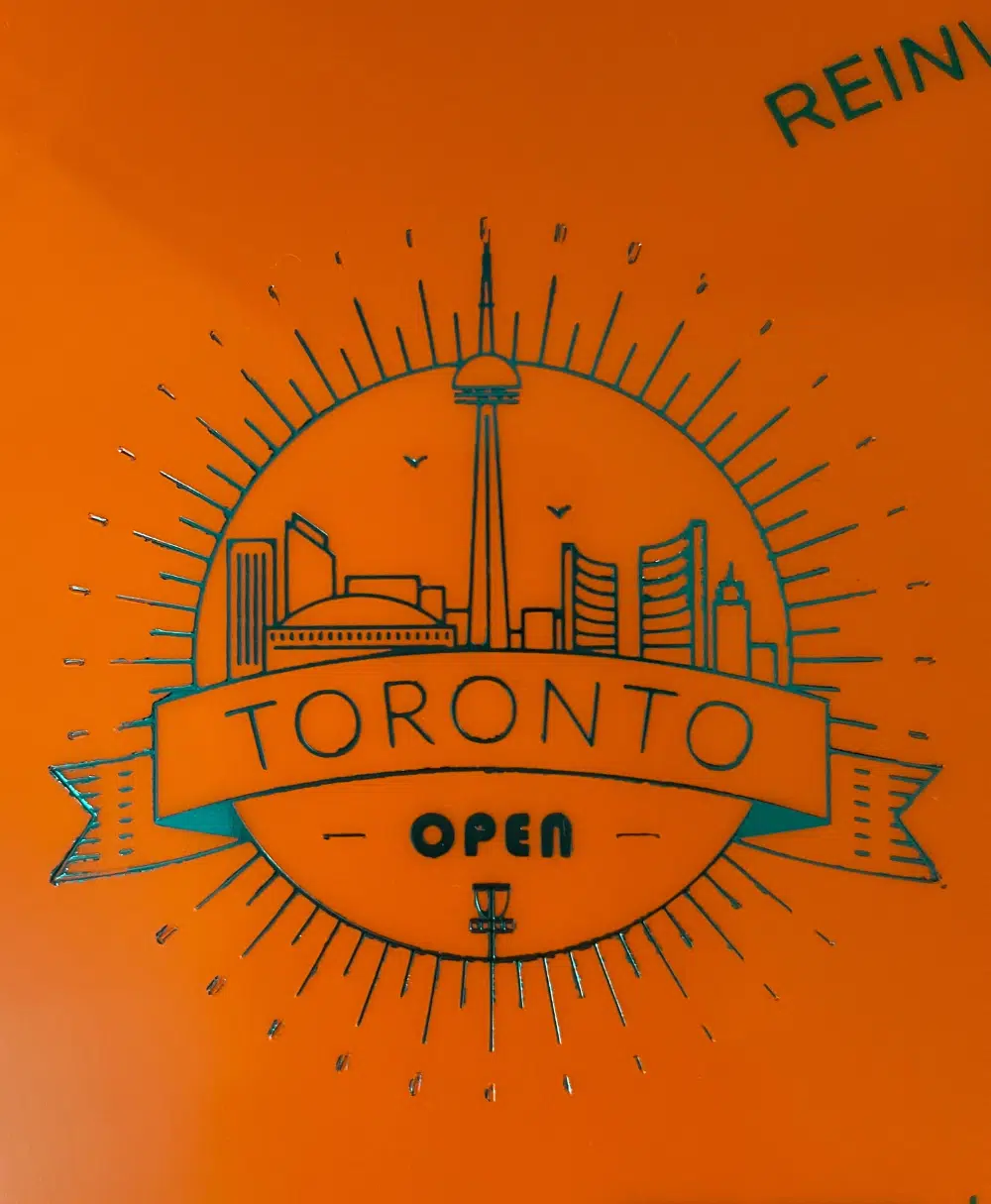 teal toronto open stamp on orange s line fd