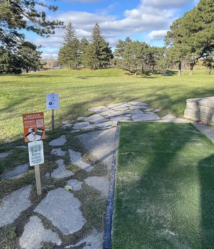Turf tee area at Dentonia Park